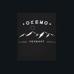 Okemo Vermont Mountain Canvas Print<br><div class="desc">This design features a mountain range with a full moon in the sky and the text,  "Okemo,  Vermont."</div>