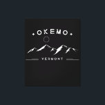 Okemo Vermont Mountain Canvas Print<br><div class="desc">This design features a mountain range with a full moon in the sky and the text,  "Okemo,  Vermont."</div>