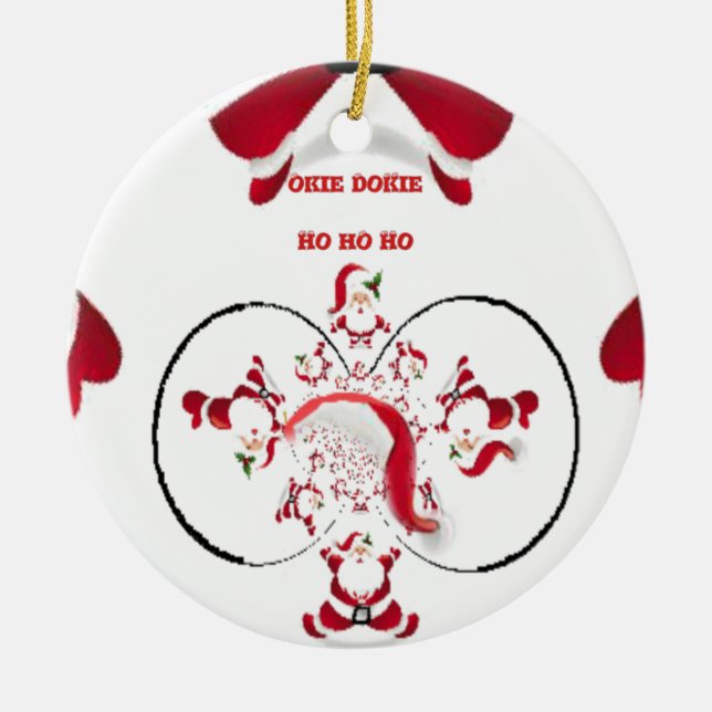 Oki Dokie Santa! Ceramic Ornament (Front)