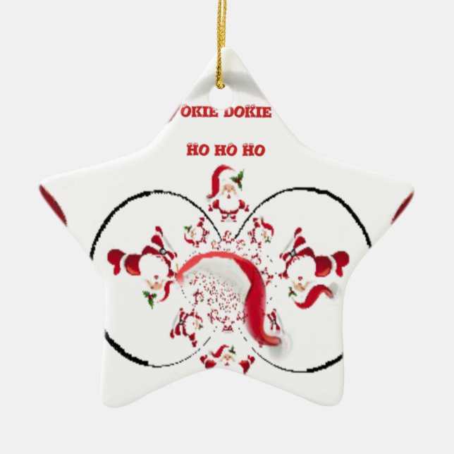 Oki Dokie Santa! Ceramic Ornament (Front)