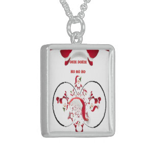 Okie Dokie Hohoho Santa happy Christmas Fun Sterling Silver Necklace