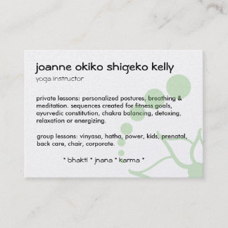 okikolightgreenflower, okikolightgreenspheres, ... business card