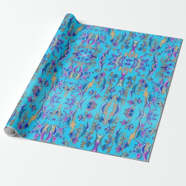 Okinawa Bingata Design Wrapping Paper (Unrolled)