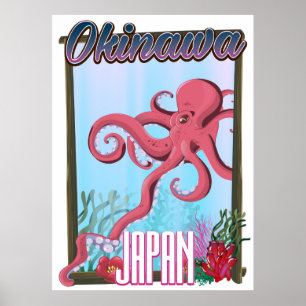 Okinawa Japan Squid travel poster