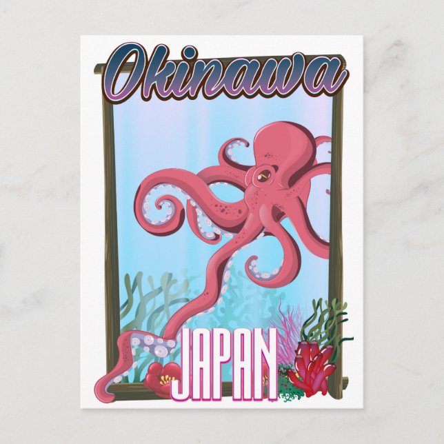 Okinawa Japan Squid travel poster Postcard (Front)