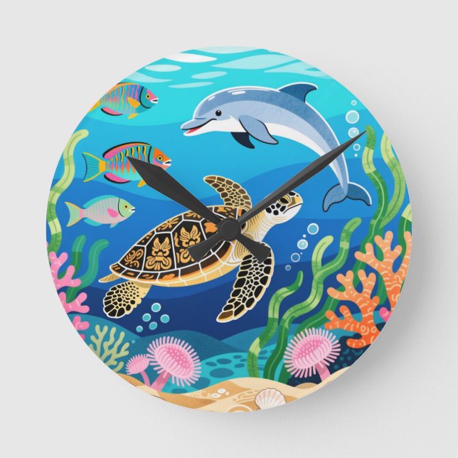 Okinawa Sea Life Round Clock (Front)