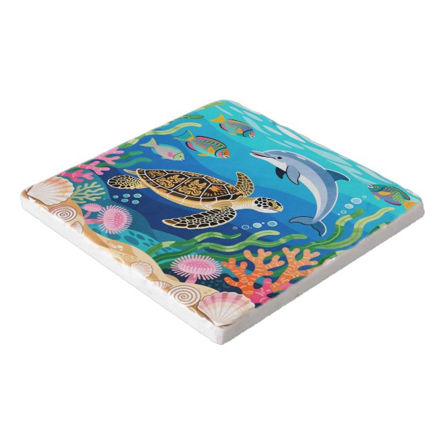 Okinawa Sea Life Trivet (Corner)