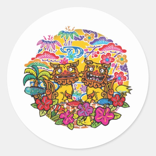 Okinawa Shisha シーサー 沖縄 Classic Round Sticker