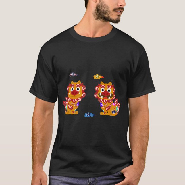 Okinawa Twin Shisa シーサー 沖縄 T-Shirt (Front)