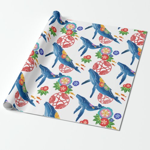 okinawan bingata style pattern art wrapping paper