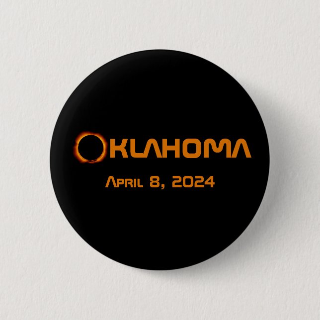 Oklahoma 2024 Total Solar Eclipse  Button (Front)