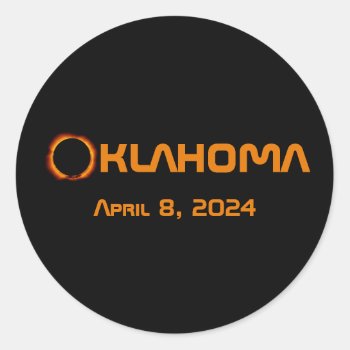 Oklahoma 2024 Total Solar Eclipse  Classic Round Sticker by GigaPacket at Zazzle