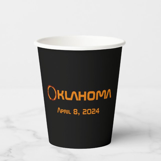 Oklahoma 2024 Total Solar Eclipse  Paper Cups (Front)