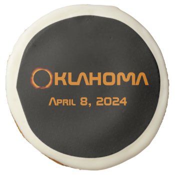 Oklahoma 2024 Total Solar Eclipse  Sugar Cookie by GigaPacket at Zazzle