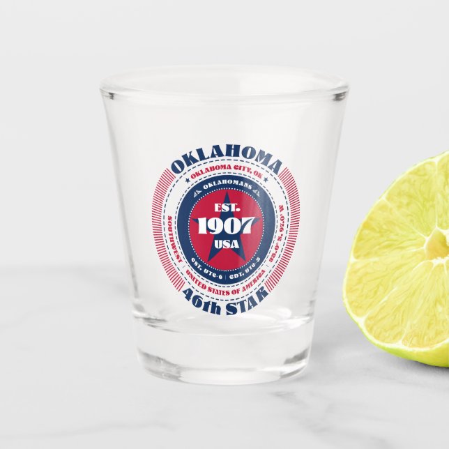 Oklahoma 46th Star Patriotic Shot glass (Front)
