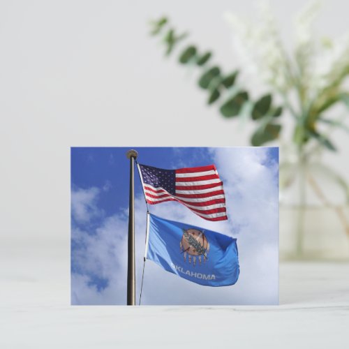 Oklahoma and American flag Postcard