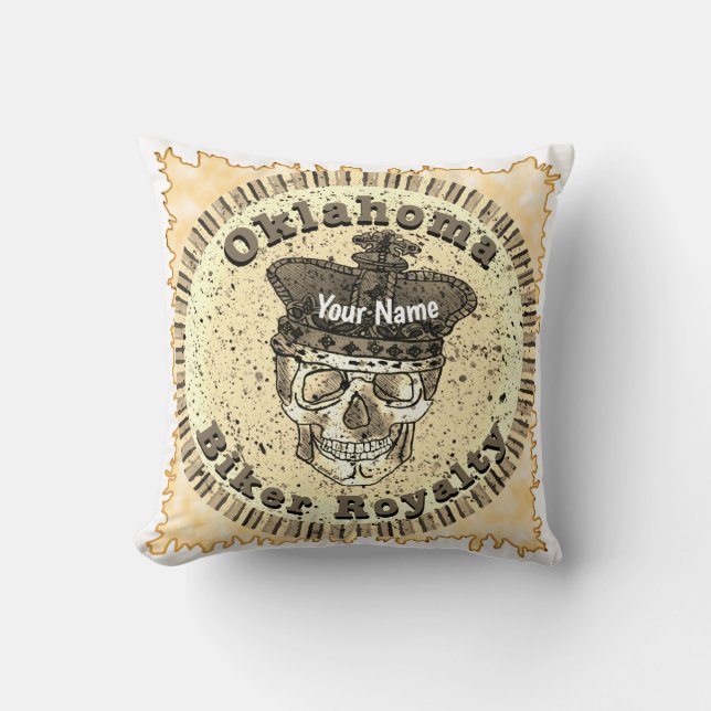 Oklahoma Biker  Throw Pillow (Front)