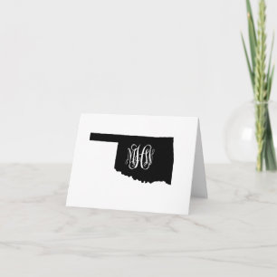 Oklahoma Black White Vine Monogram DIY BG Sv Thank You Card