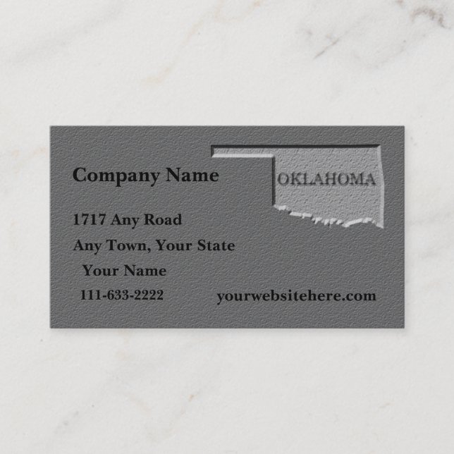 Oklahoma Business card  carved stone look (Front)