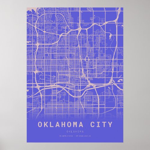 Oklahoma City Blue City Map Poster