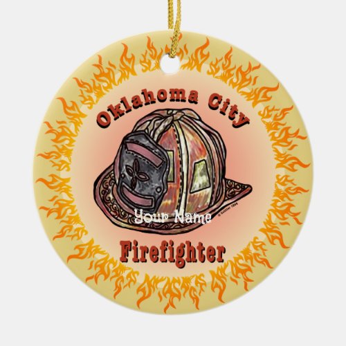 Oklahoma City Firefighter custom name ornament