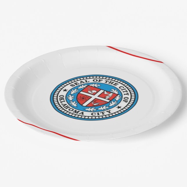 Oklahoma city flag paper plates (Angled)