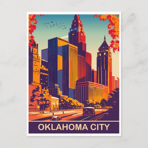 Oklahoma City in Autumn Travel Postcard