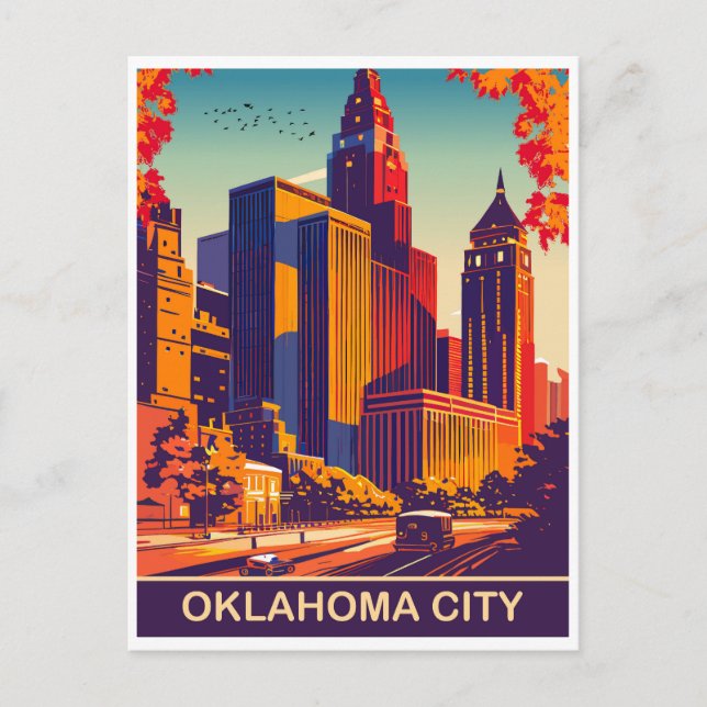 Oklahoma City in Autumn, Travel Postcard (Front)