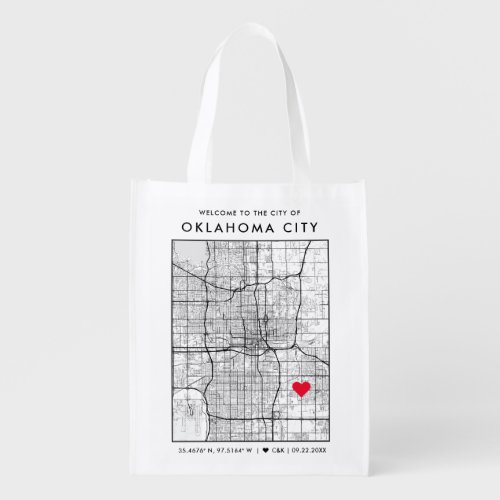 Oklahoma City Love Locator City Map Welcome Grocery Bag