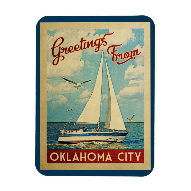 Oklahoma City Magnet Sailboat Vintage Oklahoma (Vertical)