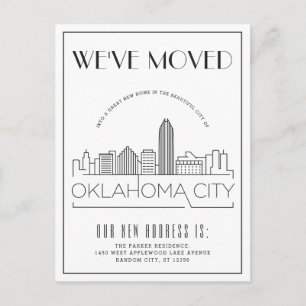 Oklahoma City Modern Deco   Change of Address Announcement Postcard