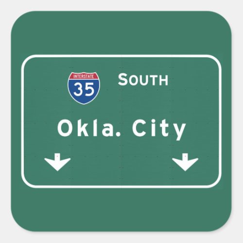 Oklahoma City ok Interstate Highway Freeway  Square Sticker