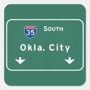 Oklahoma City ok Interstate Highway Freeway : Square Sticker