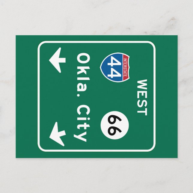 Oklahoma City, OK Road Sign Postcard (Front)