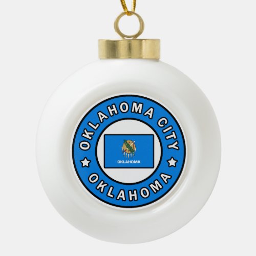 Oklahoma City Oklahoma Ceramic Ball Christmas Ornament