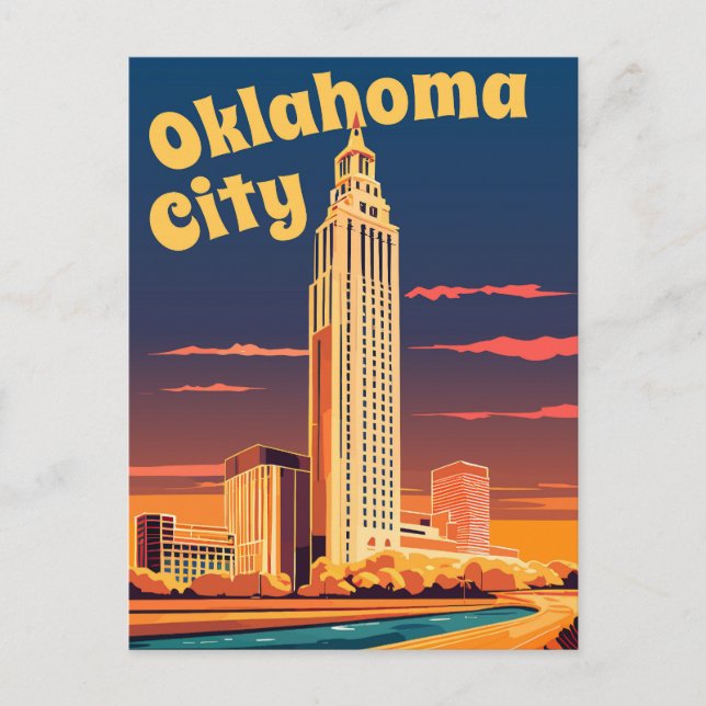 Oklahoma City, Oklahoma River Passing the City Postcard (Front)
