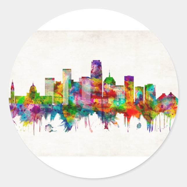Oklahoma City Oklahoma Skyline Classic Round Sticker (Front)