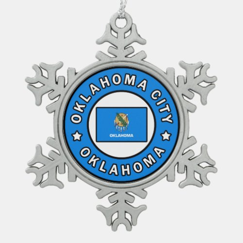 Oklahoma City Oklahoma Snowflake Pewter Christmas Ornament