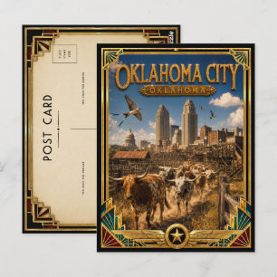 Oklahoma City Oklahoma Vintage Art Deco Golden Age Postcard