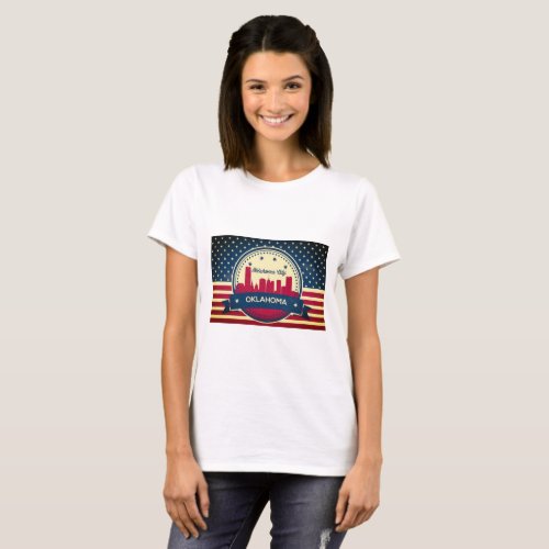 Oklahoma City Retro Skyline T_Shirt