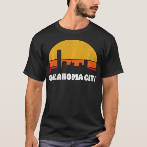 Oklahoma City Retro Sunset Skyline  Oklahoma City  T_Shirt