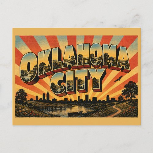 Oklahoma City River Plains Woodlands Art Postcard