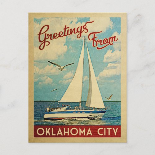 Oklahoma City Sailboat Vintage Travel Oklahoma Postcard