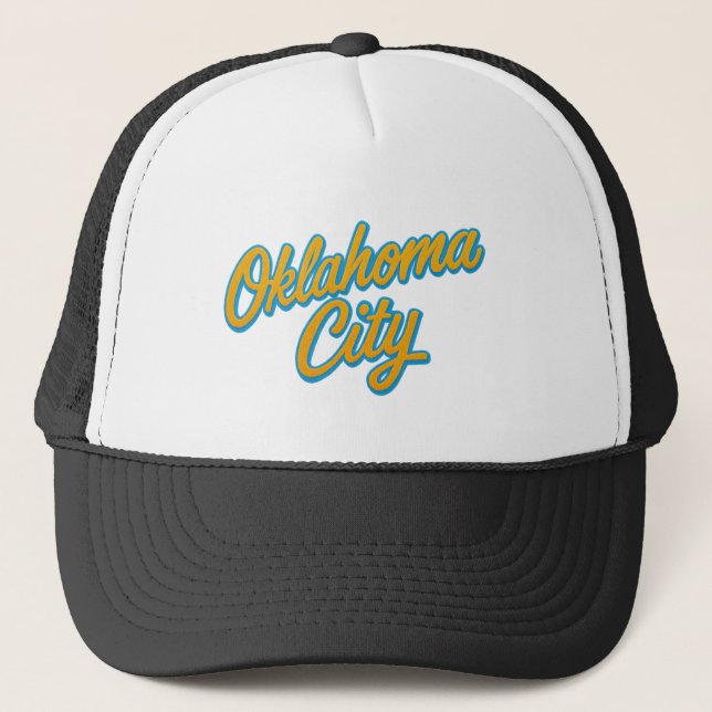 Oklahoma City Script – Retro OKC Pride Trucker Hat (Front)