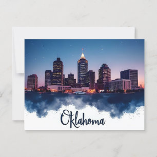 Oklahoma City Skyline at Night Modern Cityscape Postcard