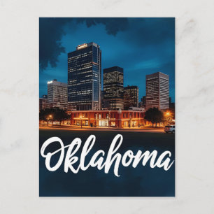 Oklahoma City Skyline at Night Modern Cityscape Postcard