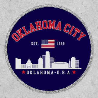 Oklahoma City Skyline with American Flag  Patch