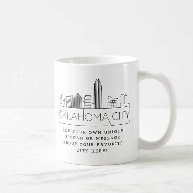 Oklahoma City Stylized Skyline | Custom Slogan Coffee Mug (Right)