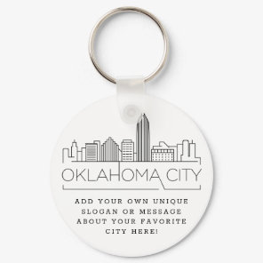 Oklahoma City Stylized Skyline | Custom Slogan Keychain