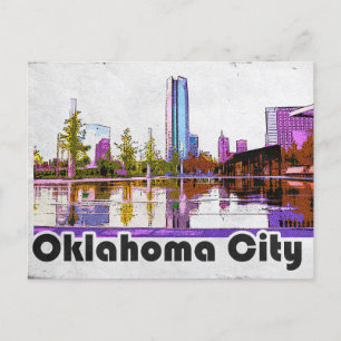 Oklahoma City Vintage Watercolor Postcard